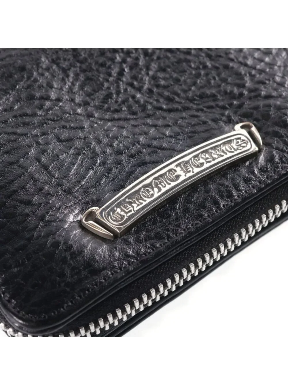 Chrome Hearts SQ Zip Bill Square Zip Building Leather Wallet Black
